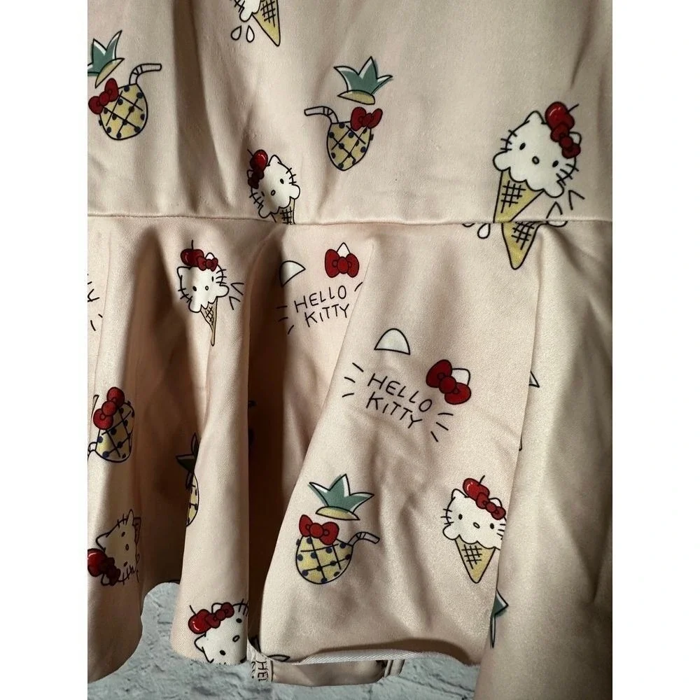 Hello Kitty Girls Pink Peplum One Piece Swimsuit Ice Cream Pineapple Print 17